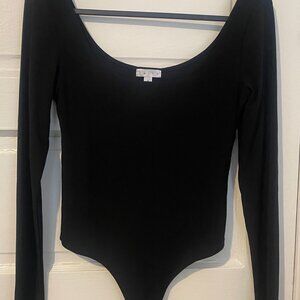 Leith Double Scoop Long Sleeve Thong Bodysuit